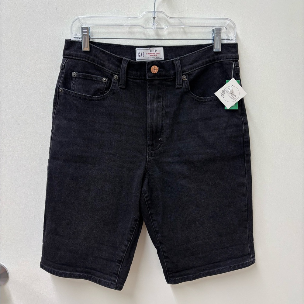 GAP Women's Black 9” Bermuda High Rise Jean Shorts